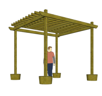 现代实木廊架su模型