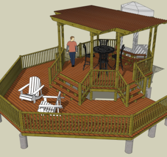 现代廊架su模型