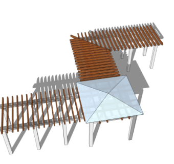 现代廊架su模型