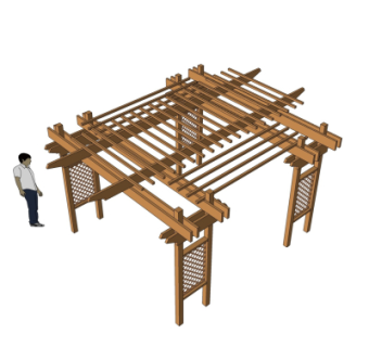 新中式廊架su模型