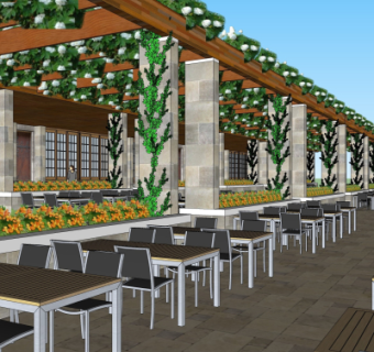 现代廊架藤萝su模型