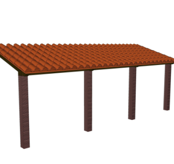 新中式檐廊su模型