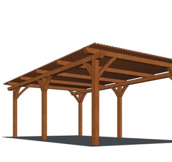 现代实木廊架su模型