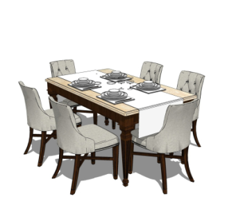 简欧餐桌椅su模型