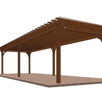 现代实木廊架su模型