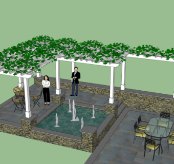 简欧廊架su模型