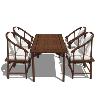 中式餐桌椅su模型