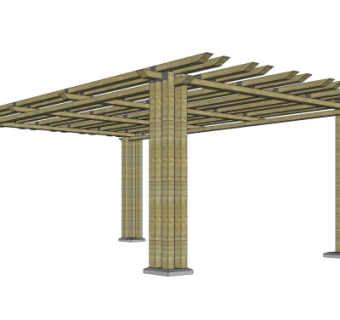 现代实木廊架su模型