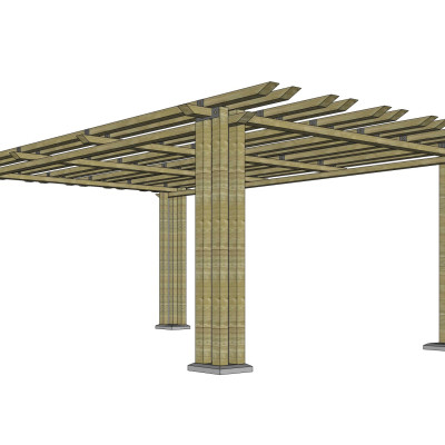 现代实木廊架su模型