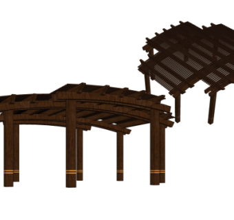 现代实木廊架su模型
