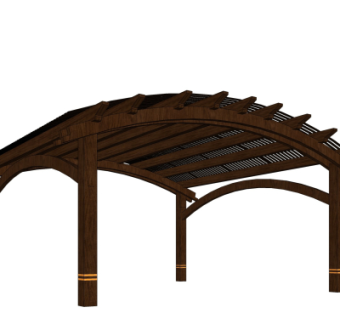 现代实木廊架su模型