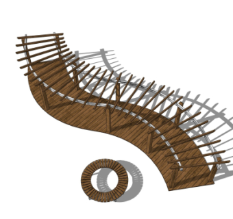 现代弧形廊架su模型