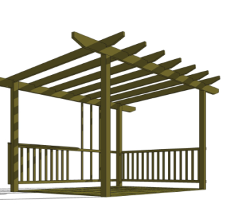 现代实木廊架su模型