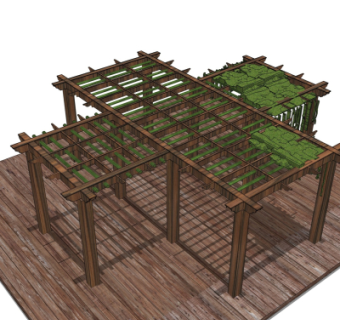 现代实木廊架su模型