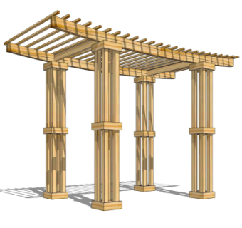 现代实木廊架su模型
