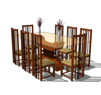 现代餐桌椅su模型