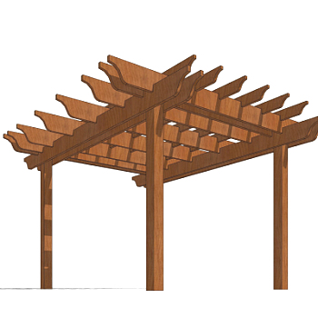 现代实木廊架su模型