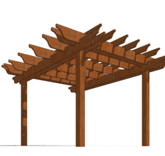 现代实木廊架su模型