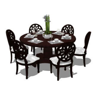简美餐桌椅su模型