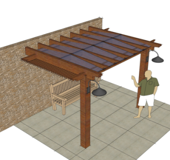 简欧廊架su模型