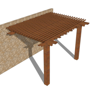 现代实木廊架su模型