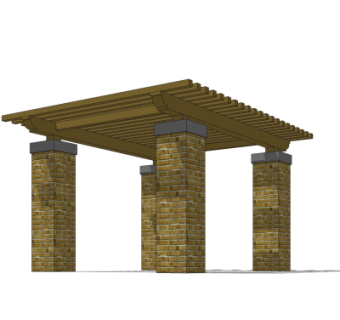 现代实木廊架su模型