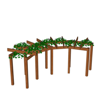 现代实木廊架su模型