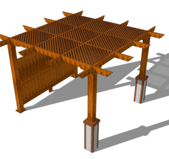 现代实木廊架su模型
