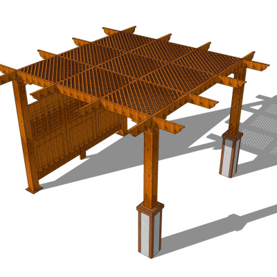 现代实木廊架su模型