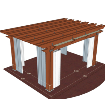 现代实木廊架su模型