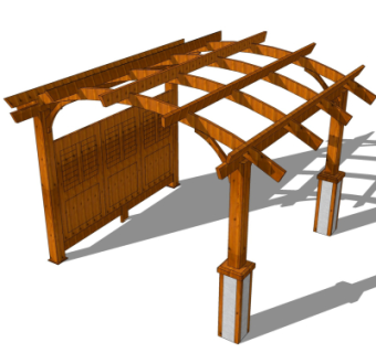 现代实木廊架su模型