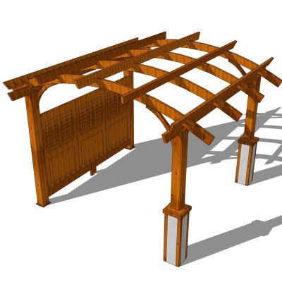 现代实木廊架su模型