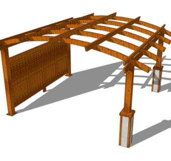 现代实木廊架su模型