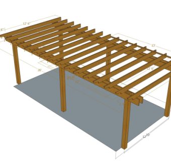 现代实木廊架su模型