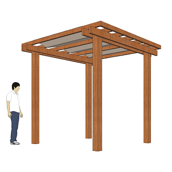 现代实木廊架su模型