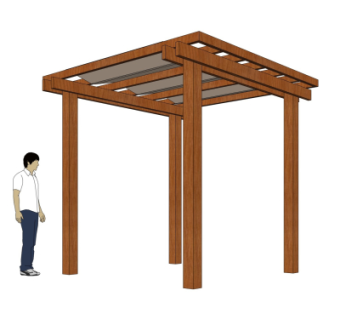 现代实木廊架su模型