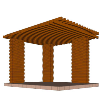 现代实木廊架su模型