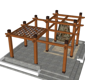 新中式廊架su模型