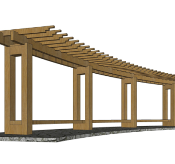 现代实木廊架su模型