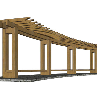 现代实木廊架su模型