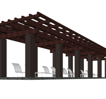 现代实木廊架su模型