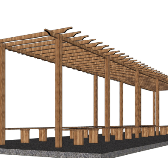 现代廊架su模型