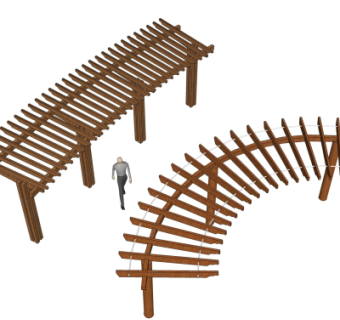 现代实木廊架su模型