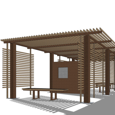 现代实木廊架su模型
