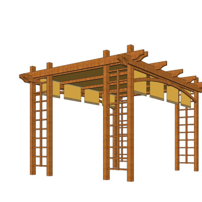 现代实木廊架su模型