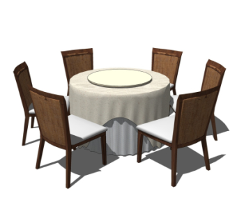 现代圆形餐桌su模型