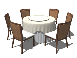 现代圆形餐桌su模型
