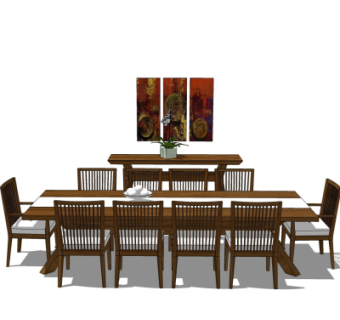 现代餐桌椅su模型