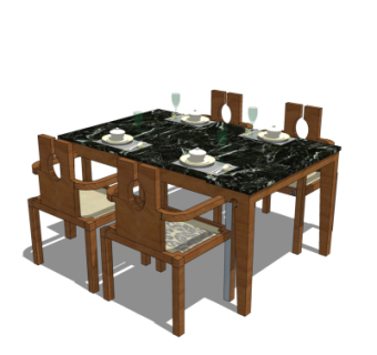 现代餐桌椅su模型