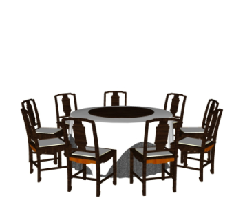 新中式餐桌椅su模型